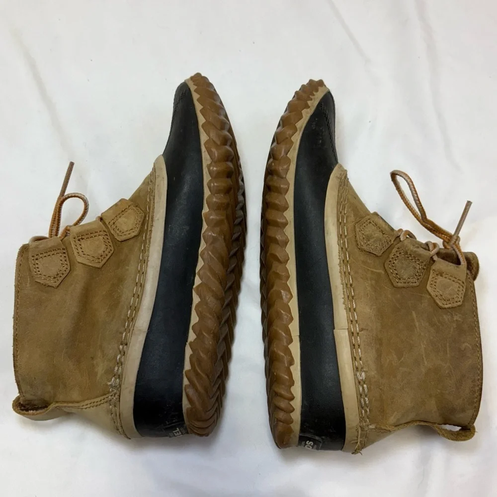 Sorel Classic Out N About Waterproof Tan Leather Ankle Boots Rubber Shell Winter - Picture 5 of 10